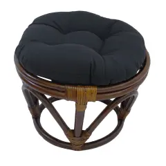 18-inch Round Solid Twill Tufted Footstool Cushion - Black