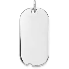Sterling Silver Dog Tag Charm 0.018" 12.5mm Jewerly 26mm x 13mm