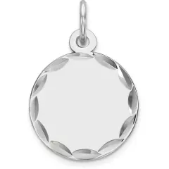 Sterling Silver Disc Round Charm Jewerly 16mm x 13mm
