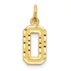 14K Gold Small Number 0 Charm Pendant FindingKing Jewerly 20mm x 7mm