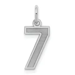 Sterling Silver Small Satin Number 7 Charm Pendant