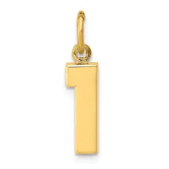 14K Gold Small Polished Number 1 Charm Pendant Jewelry 20mm x 4mm
