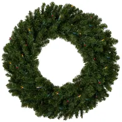 Northlight Pre-Lit Canadian Pine Artificial Christmas Wreath - 30" - Multi Lights Green