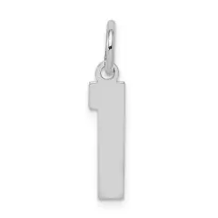 Sterling Silver Medium Polished Number 1 Charm Pendant Jewerly 21mm x 8mm