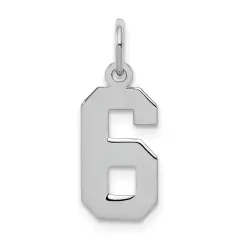 Sterling Silver Small Polished Number 6 Charm Pendant