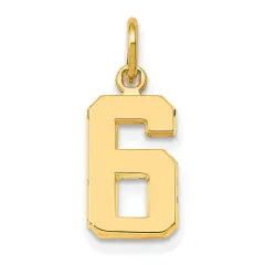 14K Gold Small Polished Number 6 Charm Pendant Jewelry 20mm x 7mm
