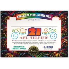 21 & Terrific Certificate (Pack of 6)