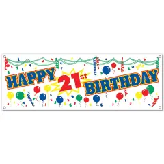 Happy21stBirthday Sign Banner (Pack of 12)