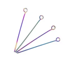100 or 500 Pieces: 201 Stainless Steel Rainbow Oil Slick Eye Pins, 35mm