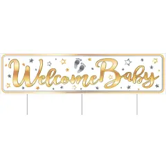 Plastic Jumbo Welcome Baby Yard Sign, (Pack Of 6)