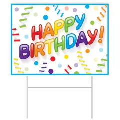 Plastic Happy Birthday Yard Sign, (Pack Of 6)