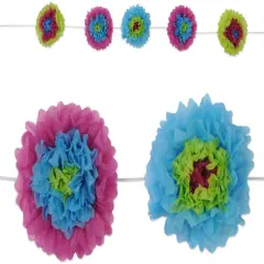 Tissue Flower Garland (Pack of 6)