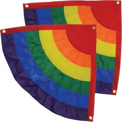 In the Breeze 3705 - Rainbow Ruffle Corner Bunting - Set of 2 - Outdoor Rainbow Decoration