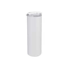16oz Stainless Steel Tumbler with Straw & Lid (White)
