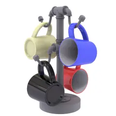 Pipeline Collection Countertop 4 Coffee Mug Holder - Matte Grey