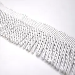 Belagio Bullion Fringe Trim, 4" Wide, Softer Collection, 15 Yards, White