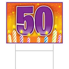 Plastic50Birthday Yard Sign, (Pack Of 6)