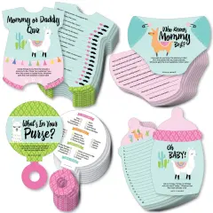 Big Dot of Happiness Whole Llama Fun - 4 Llama Fiesta Baby Shower Games - 10 Cards Each - Gamerific Bundle