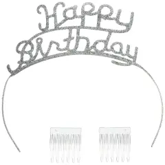 Glittered Metal Happy Birthday Tiara (Pack of 6)