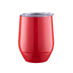 12oz Stainless Stemless Wine Cup with Lid (Red)