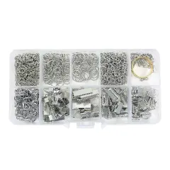Jewelry Findings Kit of 10Antique Silver Items Rhodonite