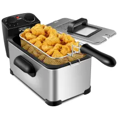 Costway Electric Deep Fryer 3.2 QT/12-Cup Stainless Steel 1700W with Frying Basket