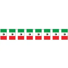 Mexican Flag Pennant Banner (Pack Of 12)