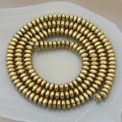 2x3mm Hematite Gemstone Rondelle Spacer Beads Metallic gold