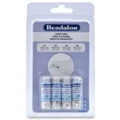 Beadalon Crimp Tubes Variety Pack Sizes 1, 2, 3 & 4 600/Pkg-Silver-Plated
