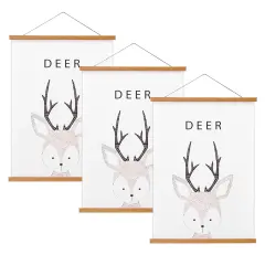 FALAMON 3 Pack Magnetic Poster Hanger Frame, Teak Wood Magnet Poster Frame for Posters, Prints, Photos, Pictures, Maps, Scrolls, and Canvas Artwork