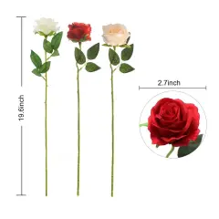 5Pcs Women's Roses Artificial Flowers White