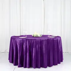 120-Inch Classic Round Premium Velvet Tablecloth Purple