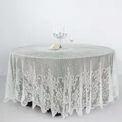 Premium 108" Ivory Lace Round Tablecloth