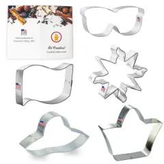 Beach Cookie Cutters 5 Pc Set. USA Tin Plate Steel - By CookieCutter.Com