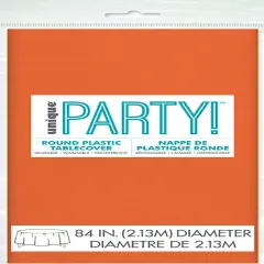 Pumpkin Orange Solid Round Table Cover, 84"