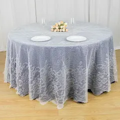 120-Inch Premium Lace Round Tablecloth Ivory