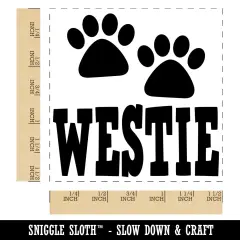 Westie West Highland White Terrier Dog Paw Prints Fun Text Self-Inking Rubber Stamp Ink Stamper Black