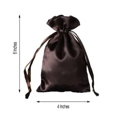 60 pcs 4x6 Satin Favor Drawstring Bags Chocolate brown