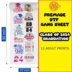 Graduation Class Of 2024 Direct-to-Film DTF Transfer Gang Sheets - 22x60