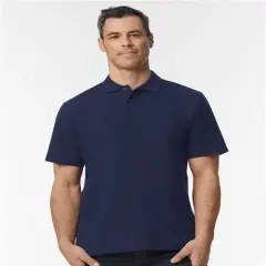 Gildan&reg; Softstyle Adult Pique Polo Short Sleeve Crew-Neck T-Shirt Navy