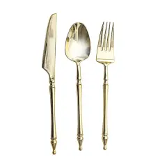 24-Piece Disposable Plastic Cutlery Set Gold