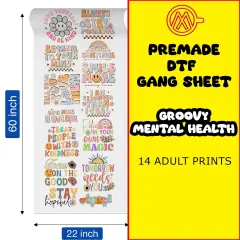 Groovy Mental Health Direct-to-Film Transfer Gang Sheets - 22x60