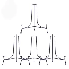 LIONWEI LIONWELI 8inch(4pack) Upgraded Anti-Slip Iron Plate Display Stand Black Easel Display Stand Photo Holder Stand,Displays Picture Frames, Decorative Plates, and Artworks