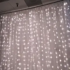 BACKDROP 18ft x 9ft Organza LED Lights Photo Background Warm white