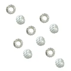 JewelrySupply Crimp Bead Corrugated 3mm Silver Plated (10-Pcs)