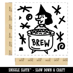 Witches Brew Pot Halloween Fun Self-Inking Rubber Stamp Ink Stamper Blue