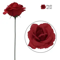 50-Pack: Burgundy Rose Picks, 8" Stems, 3" Wide, Floral Home by Artificial Flowers
