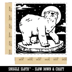 Polar Bear Chilling on Iceberg Self-Inking Rubber Stamp Ink Stamper Red