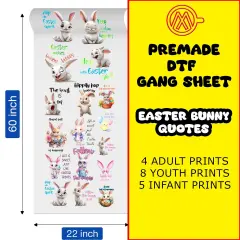 Easter Bunny Quotes Direct-to-Film Transfer Gang Sheets - 22x60