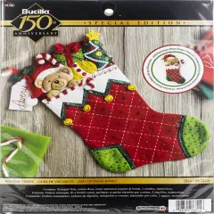 Bucilla Felt Stocking Applique Kit 18" Long-Holiday Teddy